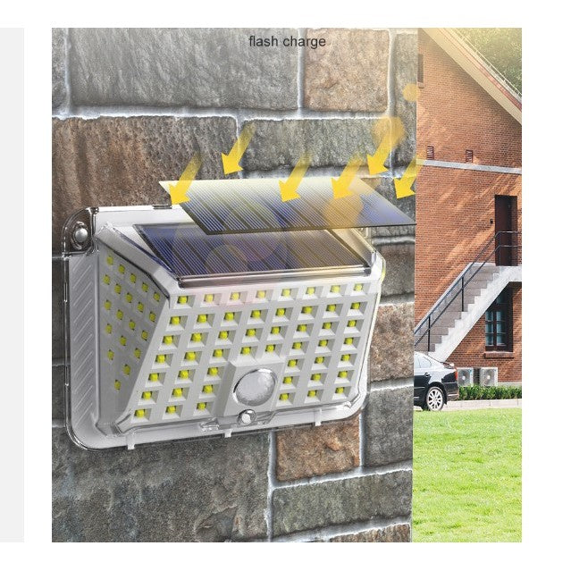 Lampa Solara de Perete, Senzor de Miscare si Lumina, 90 LED-uri SMD, Protectie IP65, Acumulator 1200mAh, Material ABS, Lumina Alb Rece, Alb