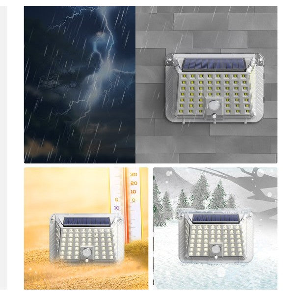 Lampa Solara de Perete, Senzor de Miscare si Lumina, 90 LED-uri SMD, Protectie IP65, Acumulator 1200mAh, Material ABS, Lumina Alb Rece, Alb