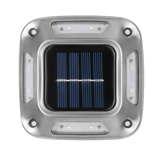Lampa Solara LED pentru Gradina, Senzor de Miscare si Prindere Dubla Perete sau Sol, IP65, ABS si Policarbonat, 9 x 9 cm, Alb Rece, Gri, Set 4 Bucati