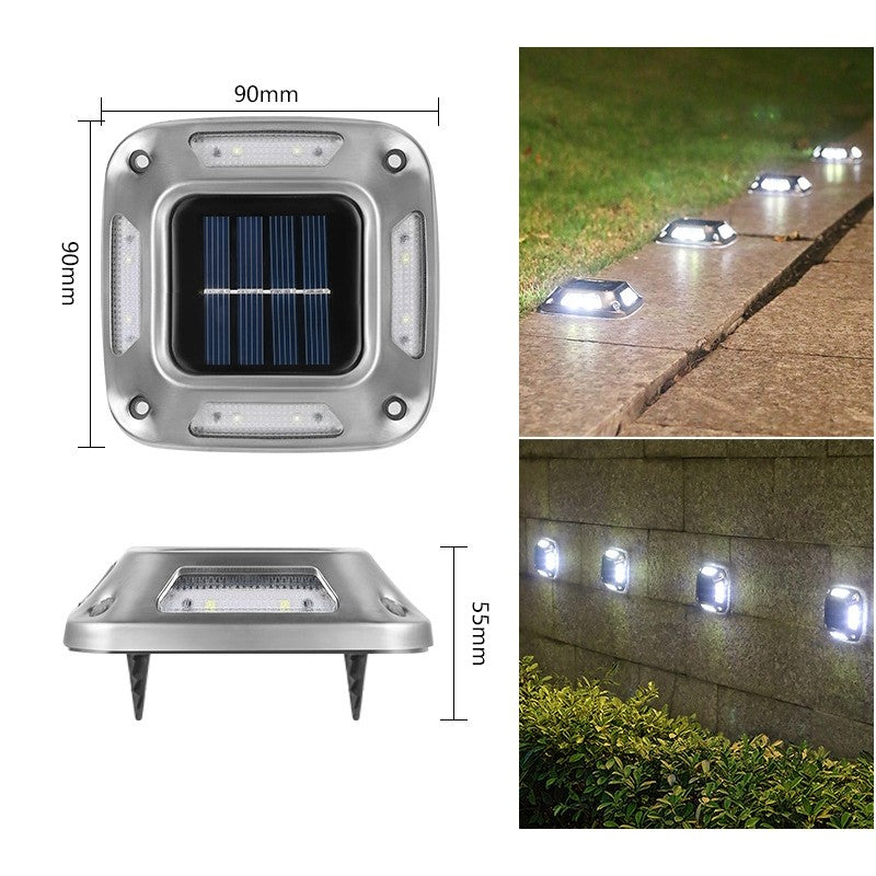 Lampa Solara LED pentru Gradina, Senzor de Miscare si Prindere Dubla Perete sau Sol, IP65, ABS si Policarbonat, 9 x 9 cm, Alb Rece, Gri, Set 4 Bucati