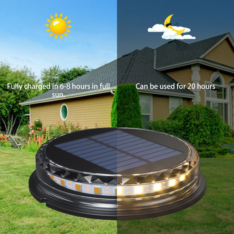 Set Lampi Solare LED Tip Spot pentru Gradina, 8 LED-uri cu Senzor de Lumina, Impermeabile IP44, ABS si Policarbonat, Lumina Alba Rece, 12 x 13.5 cm, Negru/Auriu, 4 Bucati