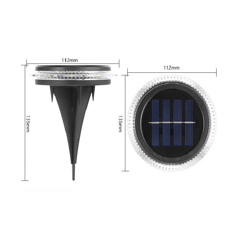 Set Lampi Solare LED Tip Spot pentru Gradina, 8 LED-uri cu Senzor de Lumina, Impermeabile IP44, ABS si Policarbonat, Lumina Alba Rece, 12 x 13.5 cm, Negru/Auriu, 4 Bucati