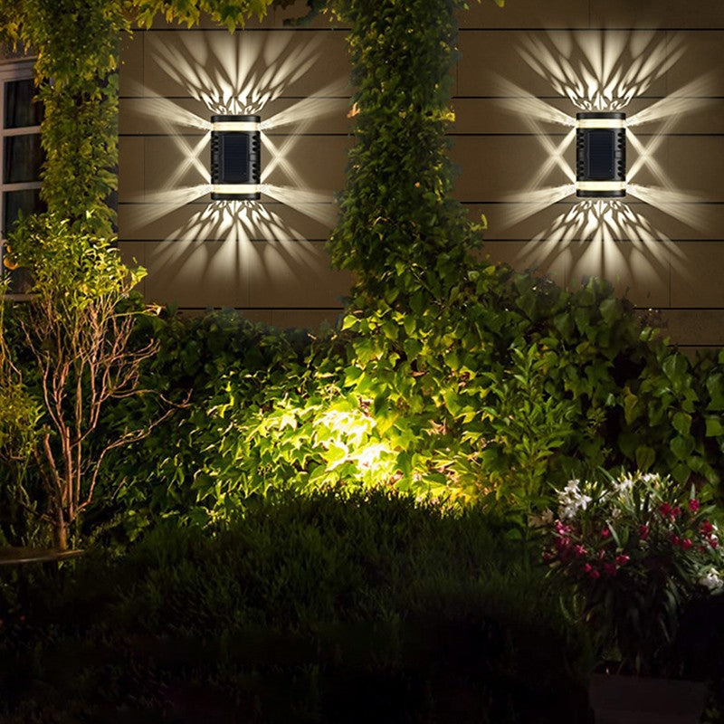 Lampa Solara LED Decorativa, Iluminat Bidirectional pentru Gradina si Terasa, Senzor de Lumina, IP65, ABS, 15.1 x 9 x 6 cm, Alb Rece