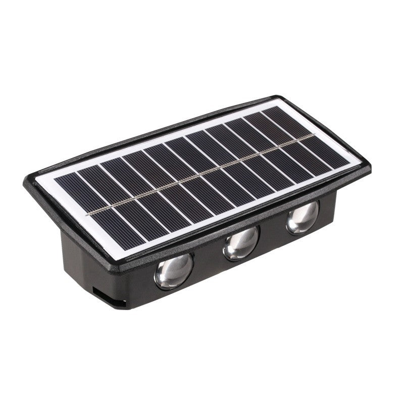 Lampa Solara LED Bidirectionala pentru Perete, Iluminat Exterior Dreptunghiular, Senzor de Lumina, Rezistenta la Apa IP65, 6 LED-uri, ABS, Alb Rece, 20.5x10 cm