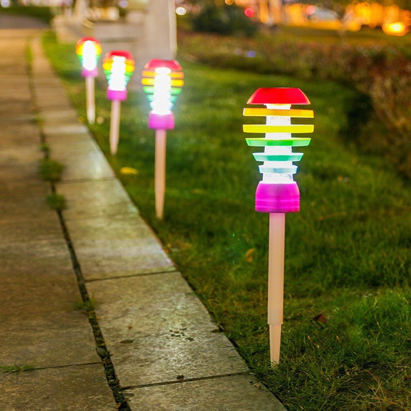 Lampa Solara LED pentru Gradina, Design Modern cu 2 Moduri de Iluminare, Senzor de Lumina, Material Sticla si ABS, 45 x 10 cm, Acumulator 600mAh, Lumina Calda, Rece si Multicolor