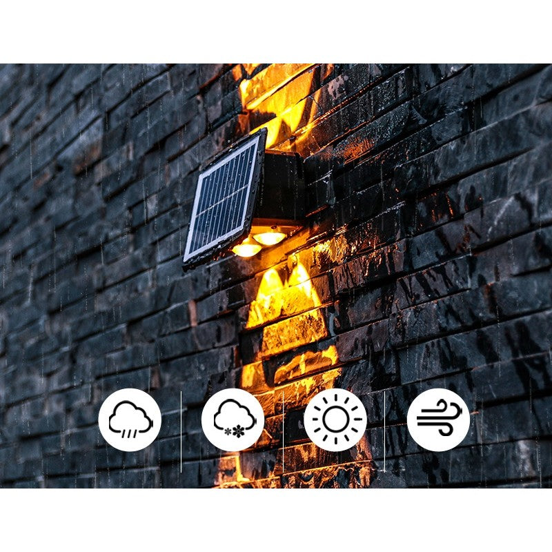 Lampa Solara LED de Perete Bidirectionala, Aplicatie Dreptunghiulara pentru Exterior, Senzor de Lumina, Protectie IP65, ABS, 20.5x10 cm, 6 LED-uri, Lumina Alba Calda