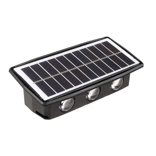Lampa Solara LED de Perete Bidirectionala, Aplicatie Dreptunghiulara pentru Exterior, Senzor de Lumina, Protectie IP65, ABS, 20.5x10 cm, 6 LED-uri, Lumina Alba Calda