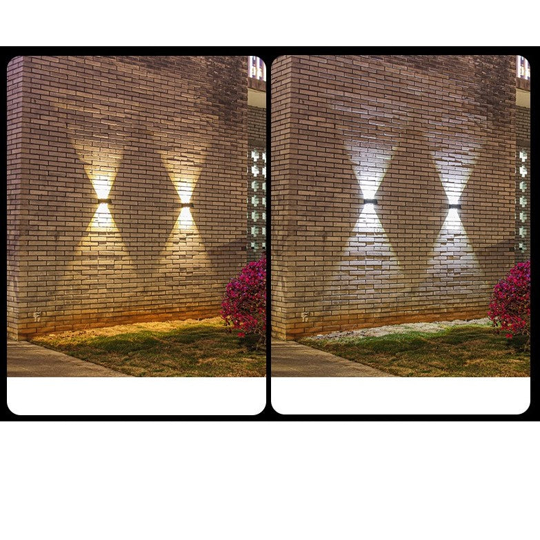 Lampa Solara LED Bidirectionala pentru Perete si Gradina, Panou Ajustabil, Lumina Selectabila Alb si Multicolor, Rezistenta la Apa IP65, Acumulator 1200mAh, Material ABS, 16 x 6.5 cm, 6 LED-uri