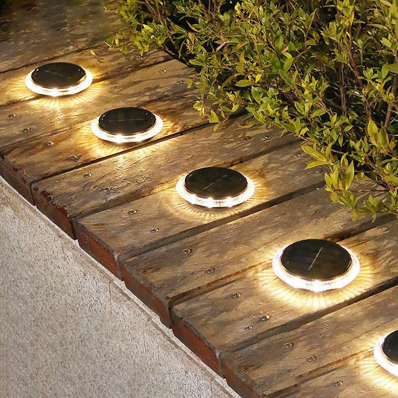 Lampa Solara LED Tip Spot pentru Gradina, 8 LED-uri cu Senzor de Lumina, IP44 Rezistenta la Apa, ABS si Policarbonat, Lumina Alba Calda, 12 x 13.5 cm, Set 4 Bucati