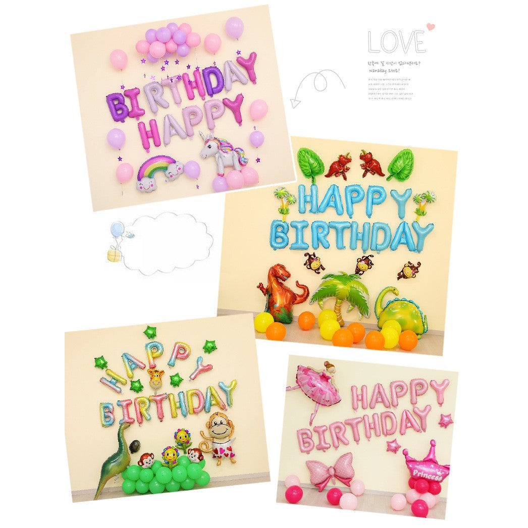 Set 13 Baloane Happy Birthday, Ghirlanda Aniversara din Folie Aluminiu, Litere Decor Petrecere, cu Pai Inclus, 40 cm, Roz Deschis
