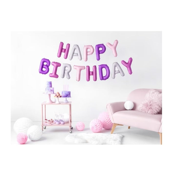 Set Baloane Litere Happy Birthday, Decoratiuni Petrecere din Folie de Aluminiu, Set de 13 Piese, Reutilizabile, Multicolor, 40 cm