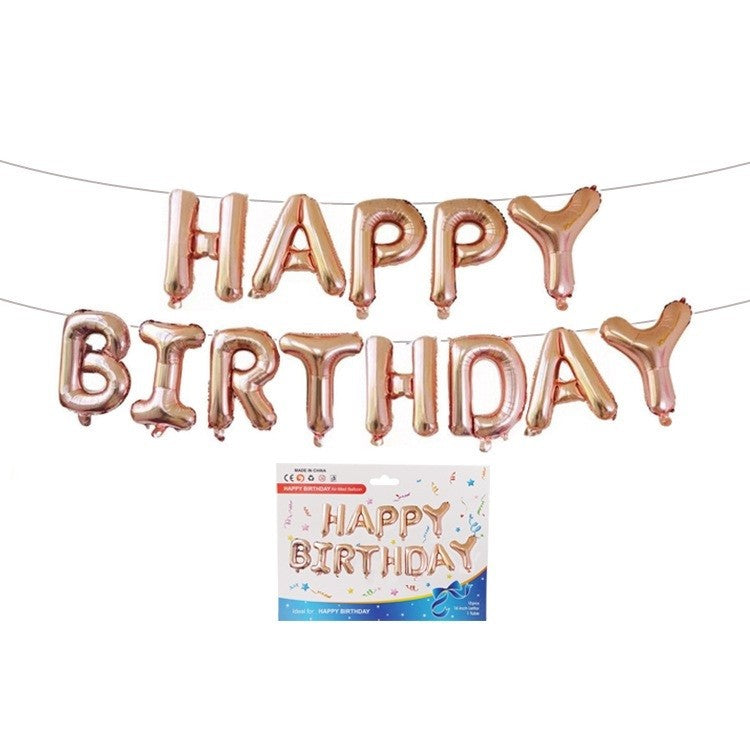Set Baloane Litere Happy Birthday, Decoratiuni Petrecere Aniversara, Folie Aluminiu, Roz Gold, 40 cm