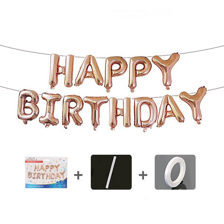 Set Baloane Litere Happy Birthday, Decoratiuni Petrecere Aniversara, Folie Aluminiu, Roz Gold, 40 cm