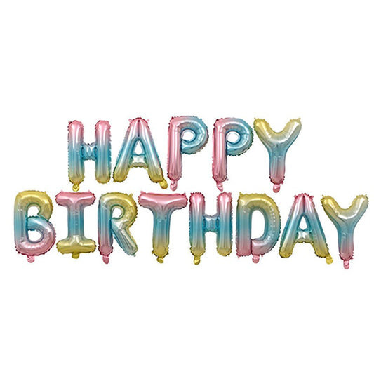 Set Baloane Folie Happy Birthday, Decoratiuni Petrecere cu Litere, Accesorii Aniversare, Include Pai pentru Umflare, 40 cm, Multicolor