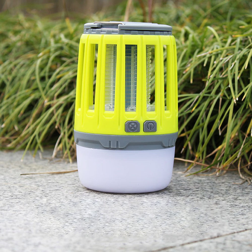 Lampă Anti-Insecte și Felinar 2în1, Distrugător Insecte cu UV și Șoc Electric, Rezistență la Apă IPX6, Încărcare USB, 200 Lumeni, 8.5 x 13.3 cm, Verde