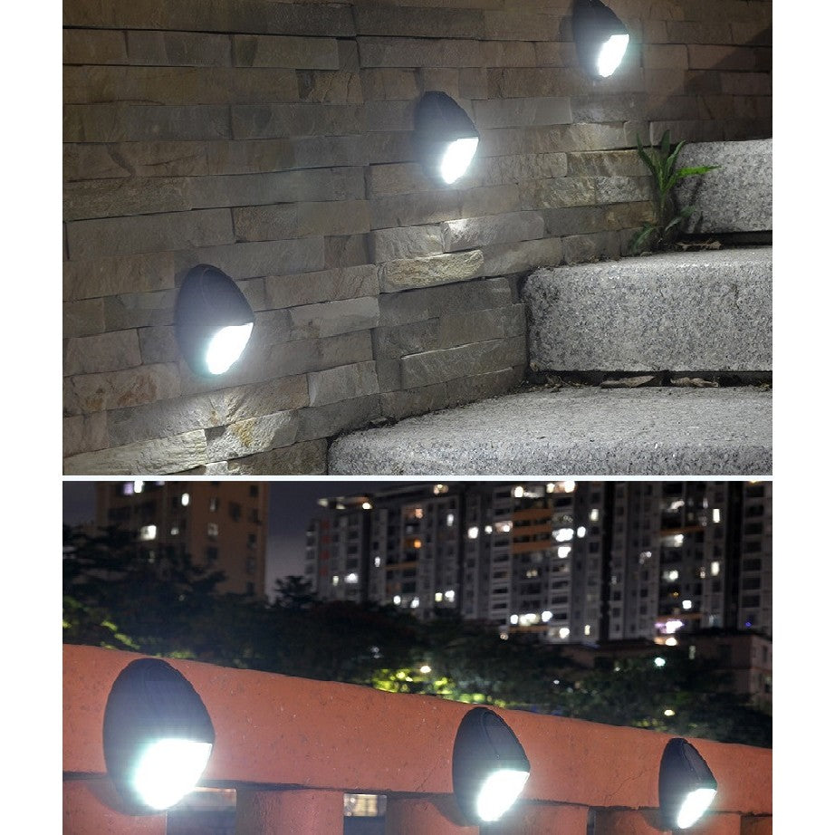 Aplica Solara LED de Perete, Lampa Exterior Ovala cu Senzor de Lumina, Protectie IP65, 10 LED-uri, Autonomie 8-10 Ore, Plastic, 12 x 7.5 cm, Alb Rece