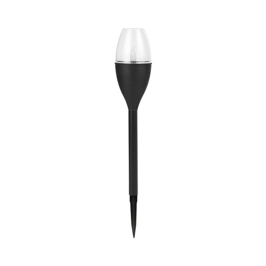 Lampa Solara LED pentru Gradina, Efect de Flacara, Tip Pahar de Vin, Protectie IP65, Senzor de Lumina, Material ABS si PVC, Inaltime 37.5 cm, Lumina Alb Rece, Negru, Set 10 Bucati