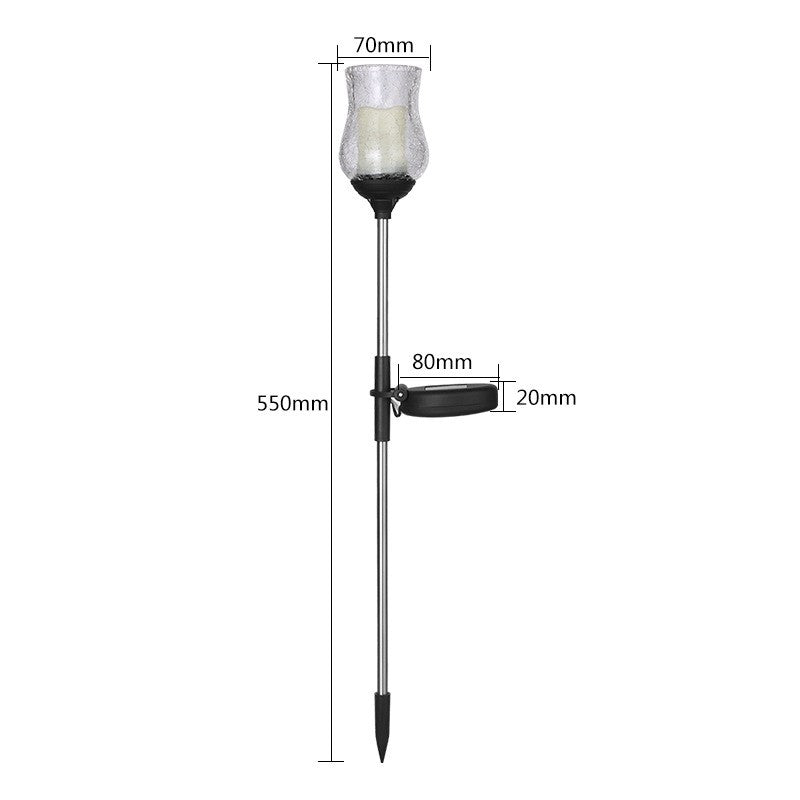 Lampa Solara LED Decorativa Tip Lalea, Senzor de Lumina Automat, Material Sticla si ABS, Acumulator 600mAh, Inaltime 55 cm, Alb Cald