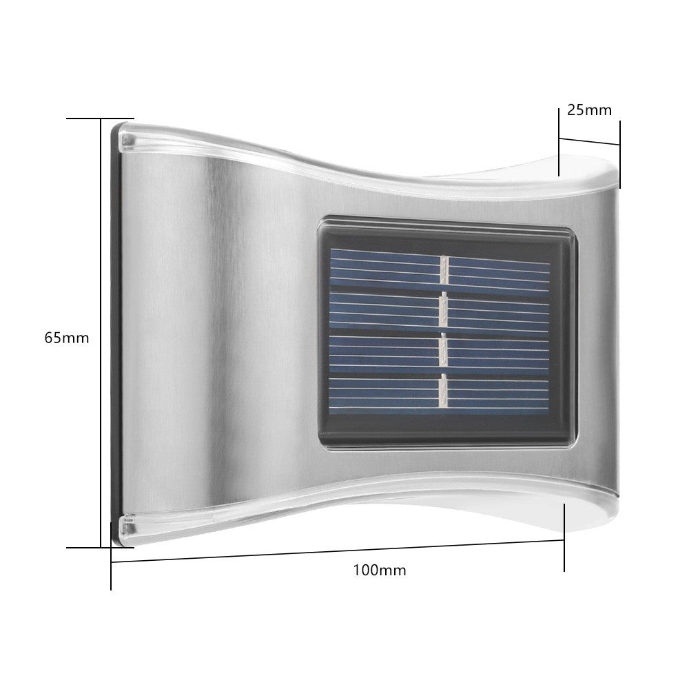Set 4 Aplici Solare LED pentru Gradina, Senzor de Lumina, Rezistenta IP65, 6 LED-uri, Carcasa ABS si Policarbonat, 10 x 6.5 cm, Lumina Alb Rece, Gri