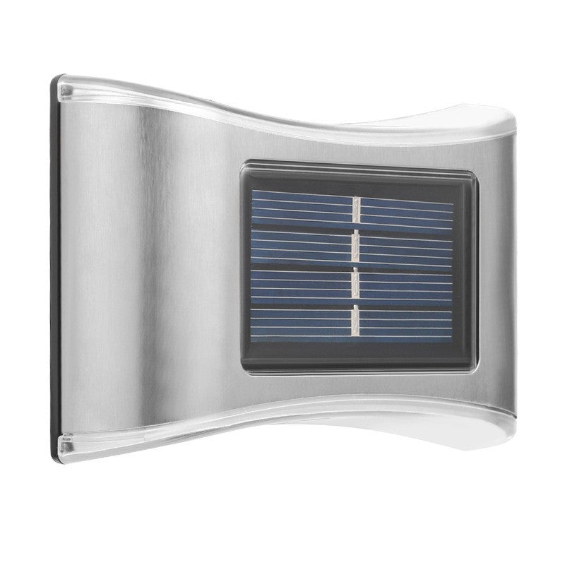 Set 4 Aplici Solare LED pentru Gradina, Senzor de Lumina, Rezistenta IP65, 6 LED-uri, Carcasa ABS si Policarbonat, 10 x 6.5 cm, Lumina Alb Rece, Gri
