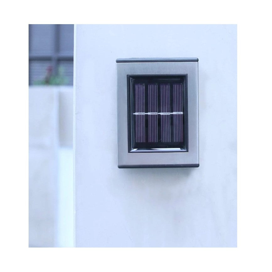 Aplica Solara LED Pentru Gradina, Set 2 Bucati, Rezistenta Apa IP65, Senzor Lumina, ABS Si Policarbonat, 1.2V, 600mAh, 10 x 7.5 x 3 cm, Lumina Alb Calda, Negru