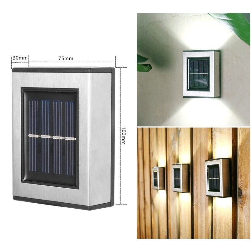 Aplica Solara LED Pentru Gradina, Set 2 Bucati, Rezistenta Apa IP65, Senzor Lumina, ABS Si Policarbonat, 1.2V, 600mAh, 10 x 7.5 x 3 cm, Lumina Alb Calda, Negru