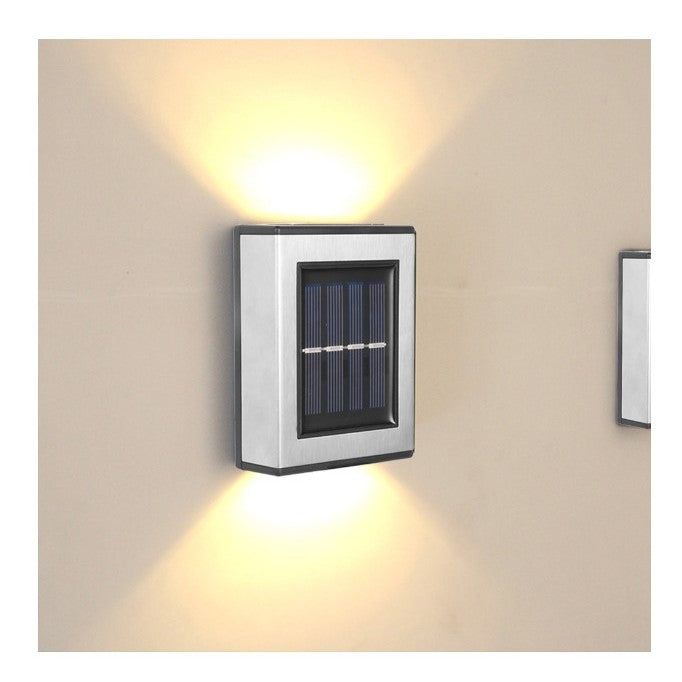 Aplica Solara LED Pentru Gradina, Set 2 Bucati, Rezistenta Apa IP65, Senzor Lumina, ABS Si Policarbonat, 1.2V, 600mAh, 10 x 7.5 x 3 cm, Lumina Alb Calda, Negru