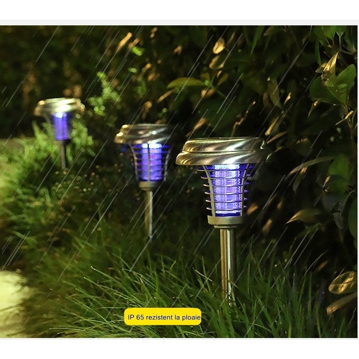 Lampa Solara Tip Torta Anti-Insecte si Tantari, Dispozitiv cu Lumina UV si Electrosoc, Rezistenta la Apa IP65, Material ABS, 1 LED, 48 x 14 cm, Gri