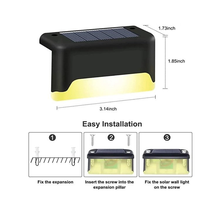 Aplica Solara LED pentru Gradina si Trepte, Rezistenta la Apa IP65, Senzor de Lumina, ABS si Policarbonat, 1.2V, 600mAh, Lumina Alba Calda, Negru, Set 4 Bucati