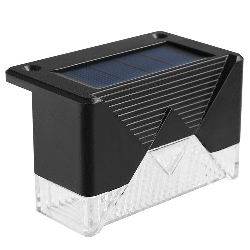 Aplica Solara LED Pentru Trepte si Terasa, Lampa Exterioara Rezistenta la Apa IP65 cu Senzor de Lumina, Material ABS si Policarbonat, Acumulator 600mAh, Lumina Alb Rece, Negru, 7.9 x 5 cm