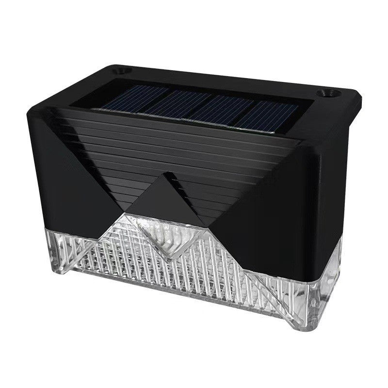 Aplica Solara LED Pentru Trepte si Terasa, Lampa Exterioara Rezistenta la Apa IP65 cu Senzor de Lumina, Material ABS si Policarbonat, Acumulator 600mAh, Lumina Alb Rece, Negru, 7.9 x 5 cm