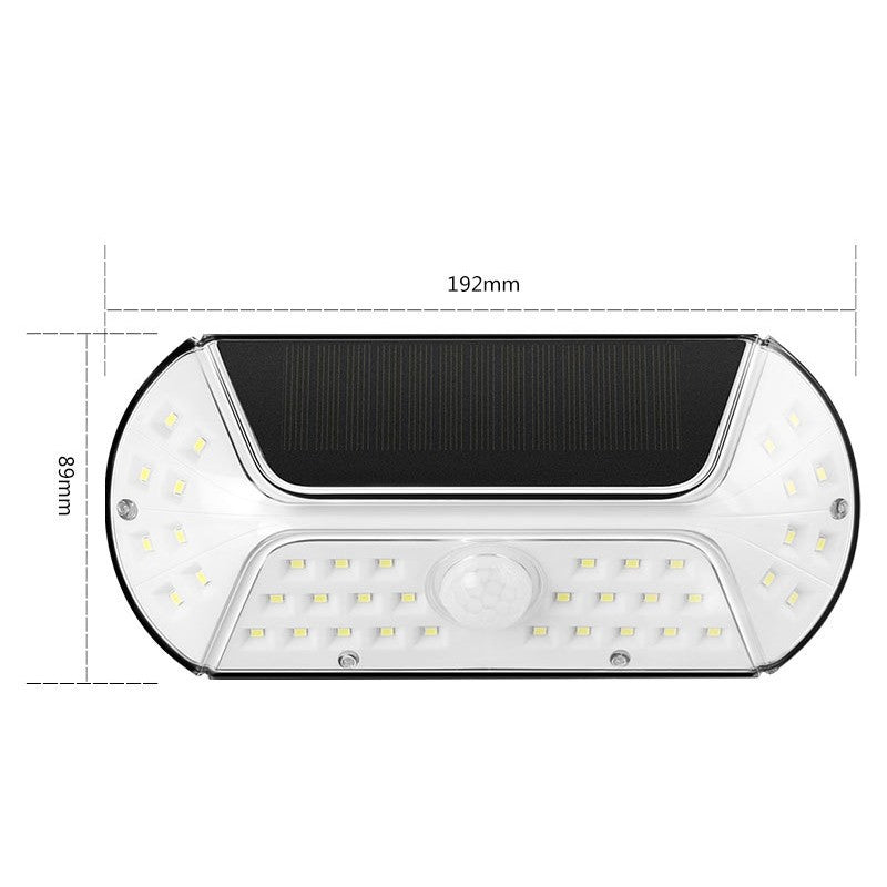 Aplica Solara LED SMD de Perete cu Senzor de Miscare, Lampa Exterior Dreptunghiulara, Protectie IP44, 40 LED-uri, Acumulator 1200mAh, Autonomie 8 Ore, 19.2 x 8.9 cm, Alb Rece