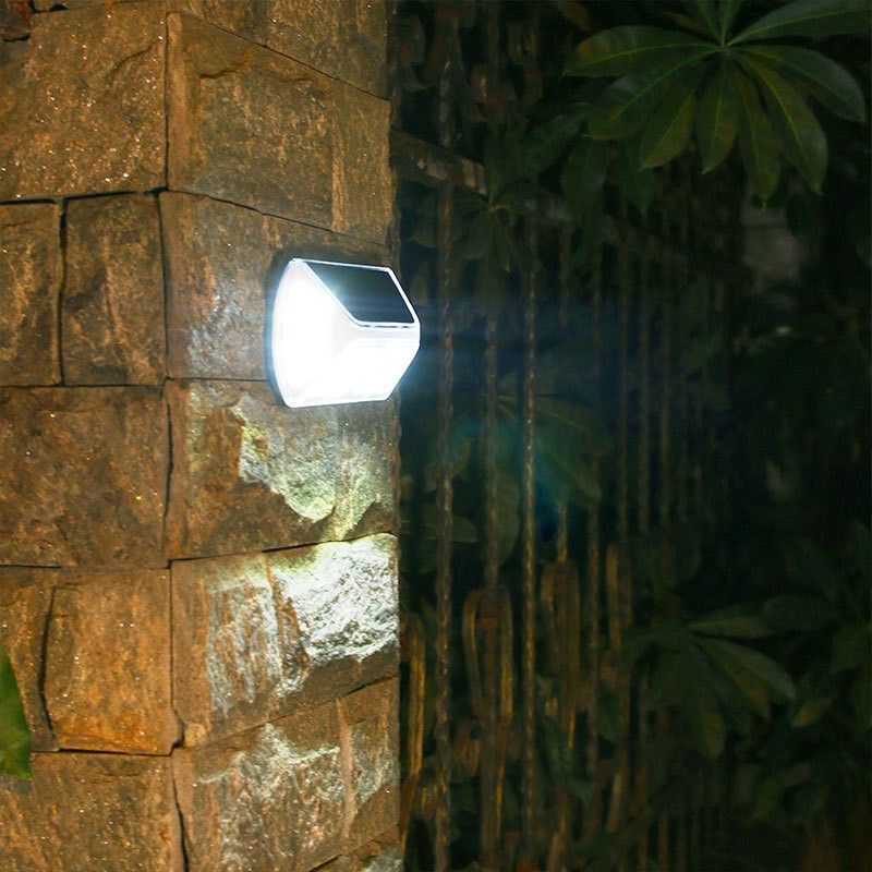 Aplica Solara LED SMD de Perete cu Senzor de Miscare, Lampa Exterior Dreptunghiulara, Protectie IP44, 40 LED-uri, Acumulator 1200mAh, Autonomie 8 Ore, 19.2 x 8.9 cm, Alb Rece