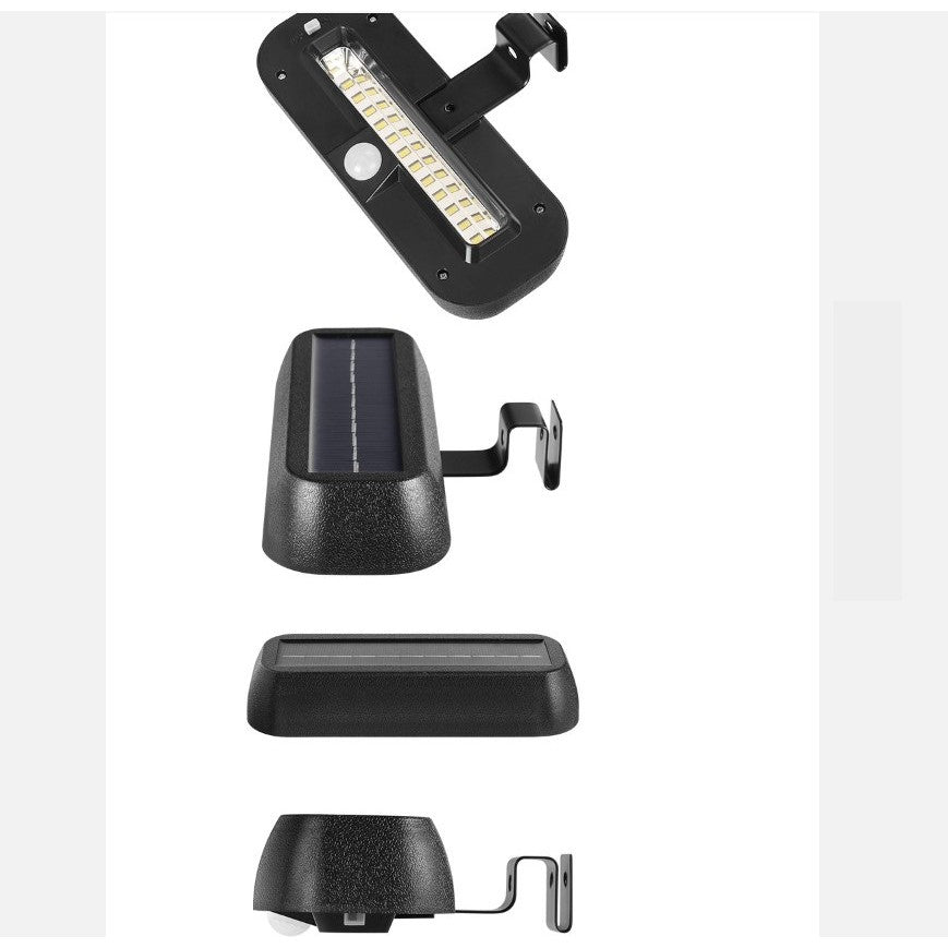 Lampa Solara LED Dreptunghiulara pentru Perete, Senzor de Miscare si Lumina, Rezistenta la Apa IP65, Acumulator 2200mAh, ABS, 18 x 7 cm, Lumina Alb Rece, Negru