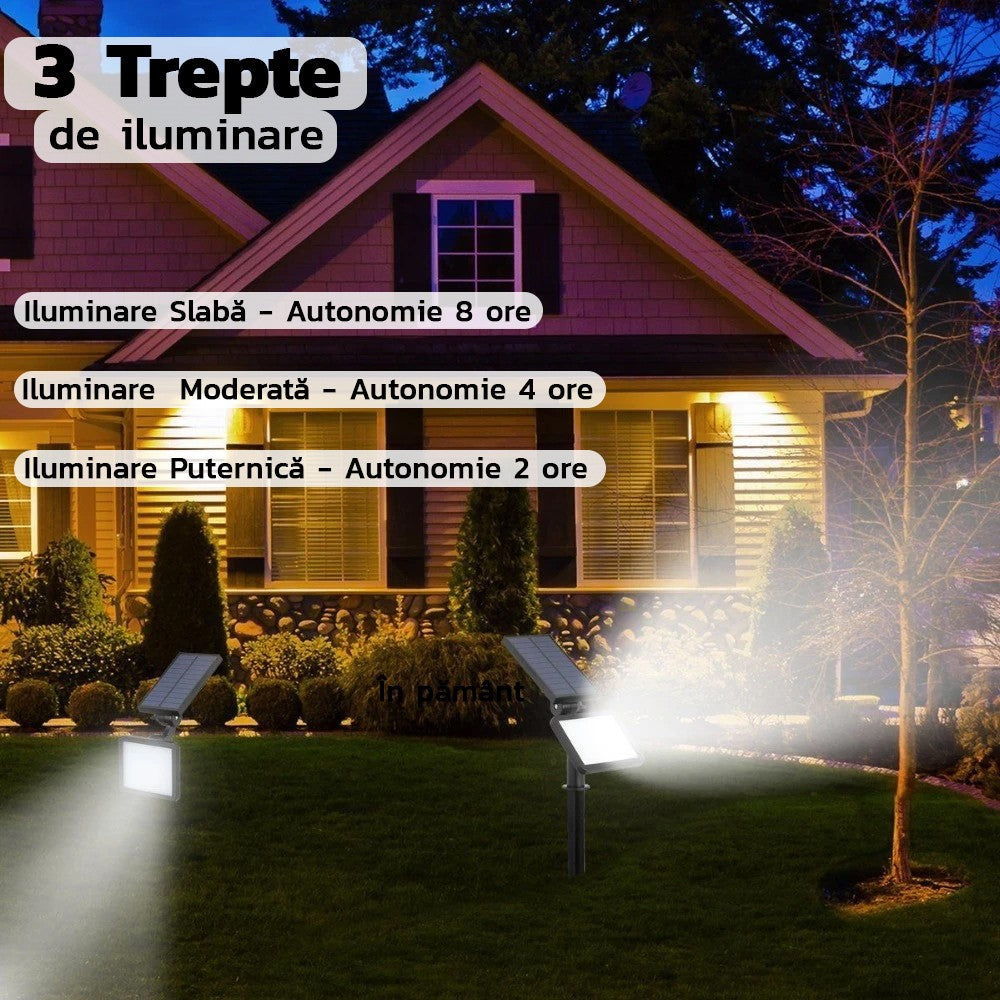 Lampa Solara de Gradina si Terasa, 48 LED, Senzor de Amurg si 2 Moduri de Fixare, Rezistenta la Apa IP44, Material ABS, 5W, 80 lm, 26.5 x 14 cm, Alb Rece