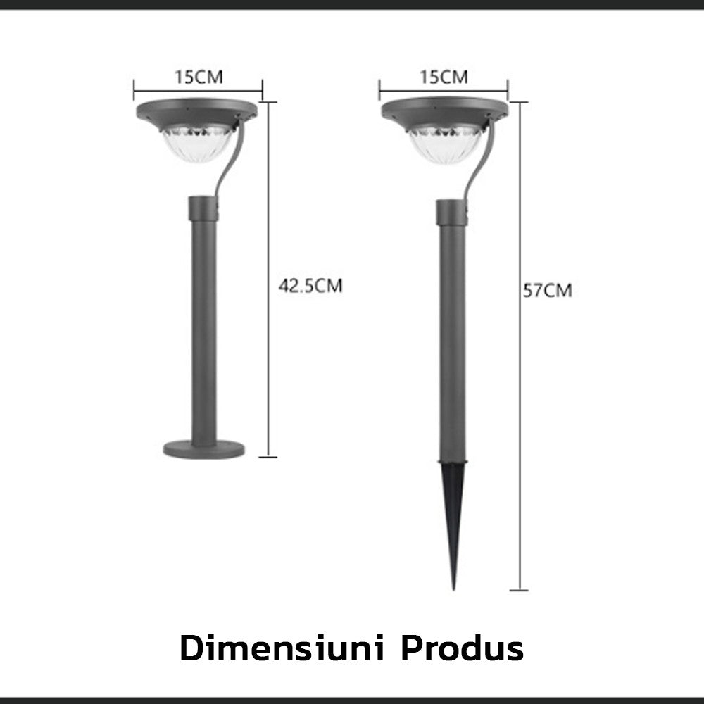 Lampa Solara LED pentru Gradina si Curte, Senzor Amurg si Protectie IP65, 2 Moduri de Fixare, Material ABS, 450 Lumeni, 42.5 x 15 cm, Lumina Alb Cald