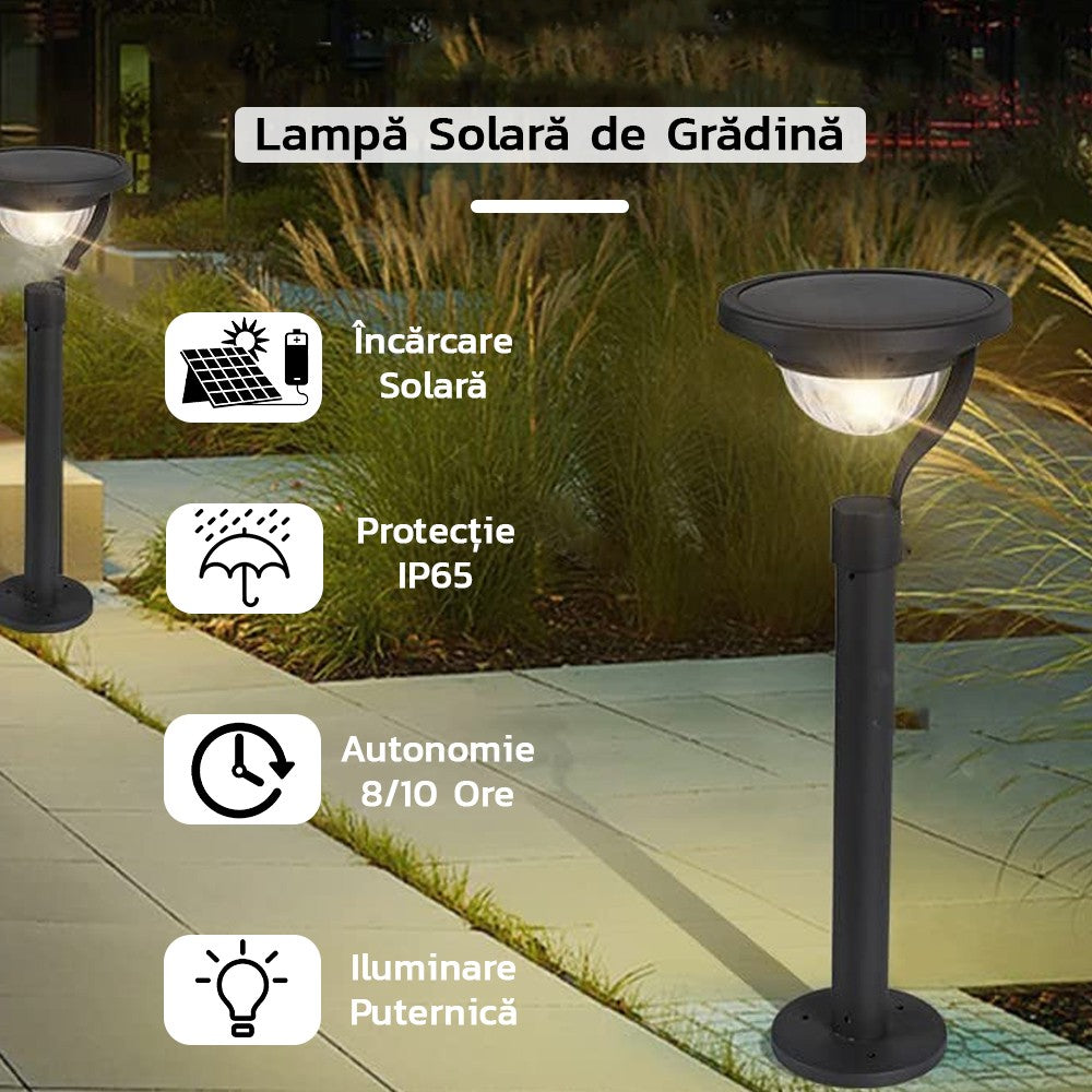 Lampa Solara LED pentru Gradina si Curte, Senzor Amurg si Protectie IP65, 2 Moduri de Fixare, Material ABS, 450 Lumeni, 42.5 x 15 cm, Lumina Alb Cald