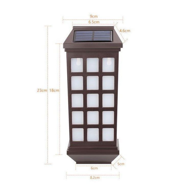 Lampa Solara LED Tip Felinar Pentru Perete, Senzor Lumina, IP44 Rezistent La Apa, Constructie ABS, 23 x 9 cm, Acumulator 600mAh, Lumina Alba Rece