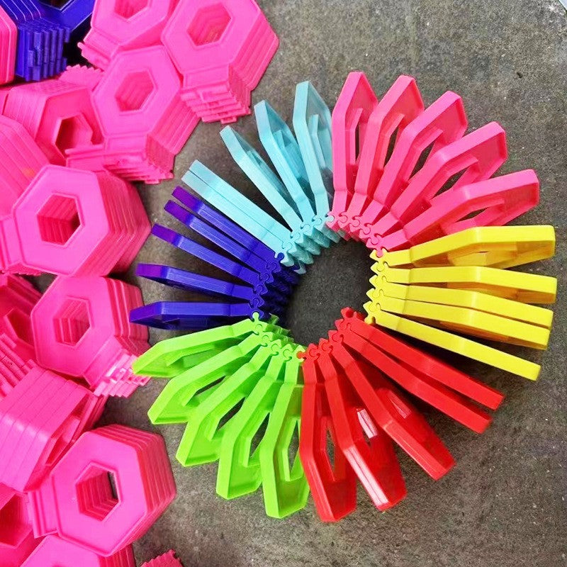 Puzzle Fidget Loop Pentru Copii, Jucarie De Decompresie Cu Functie De Stivuire, Plastic, Curcubeu, 20 cm, 20 Piese