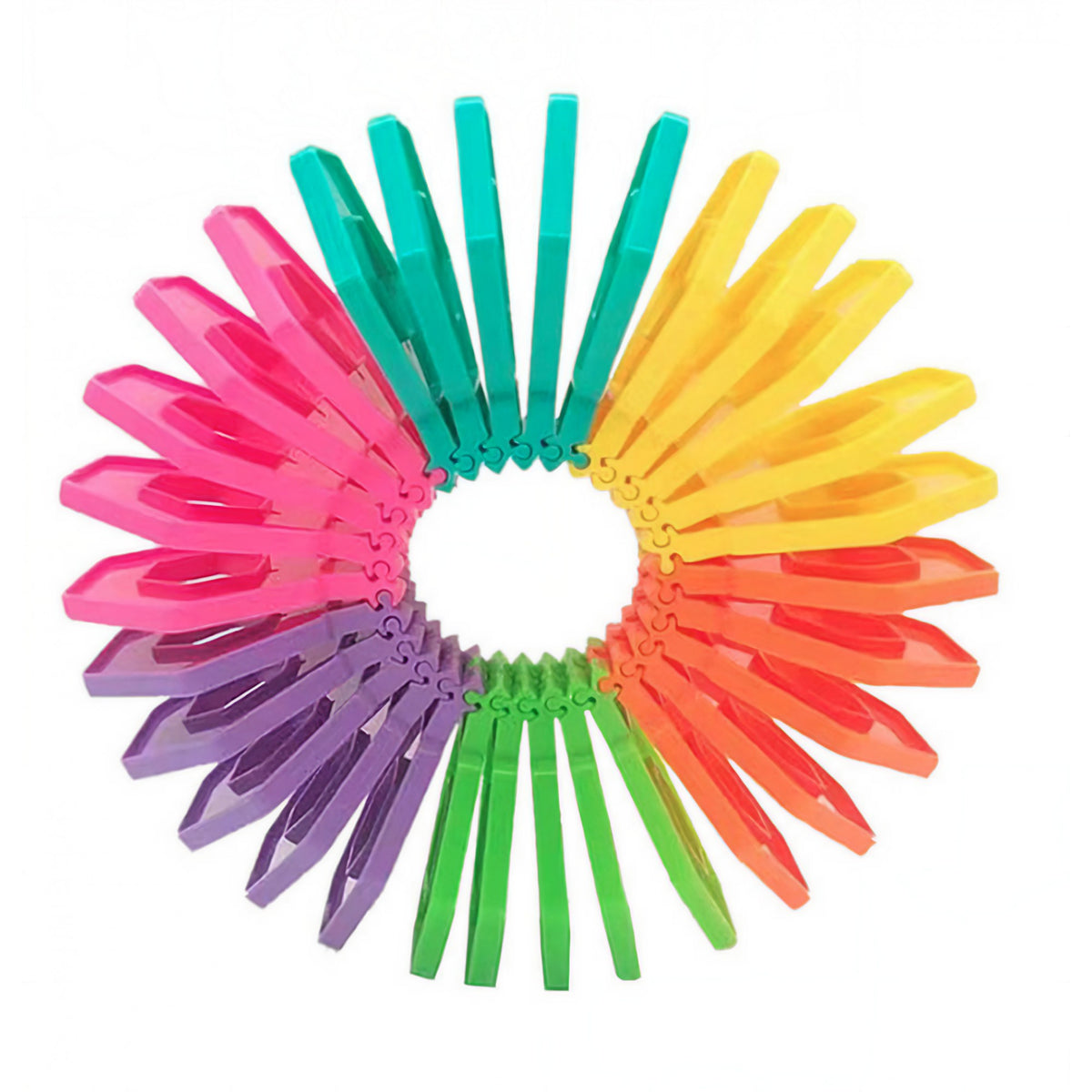 Puzzle Fidget Loop Pentru Copii, Jucarie De Decompresie Cu Functie De Stivuire, Plastic, Curcubeu, 20 cm, 20 Piese