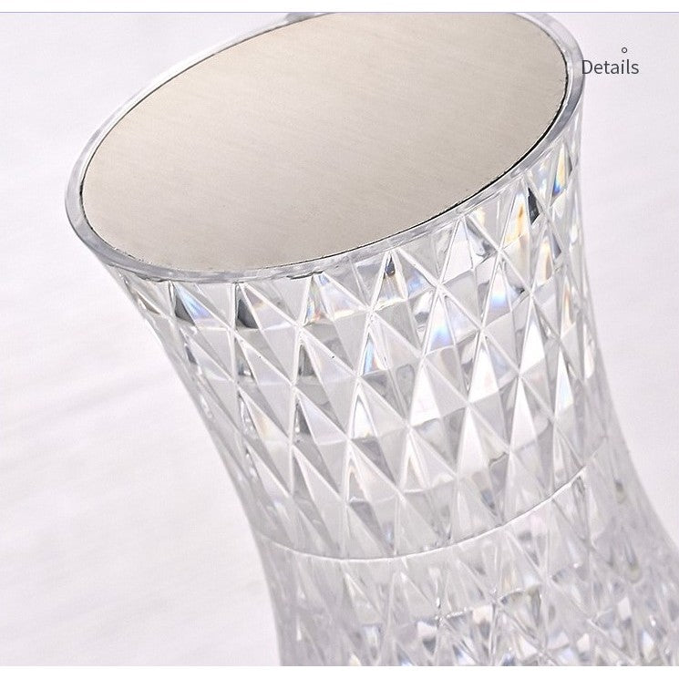 Lampa de Birou LED RGB 16 Culori, Veioza Cristal cu Control Tactil si Telecomanda, Incarcare USB, Acrilic, Forma Vaza, 20x12 cm, Transparent