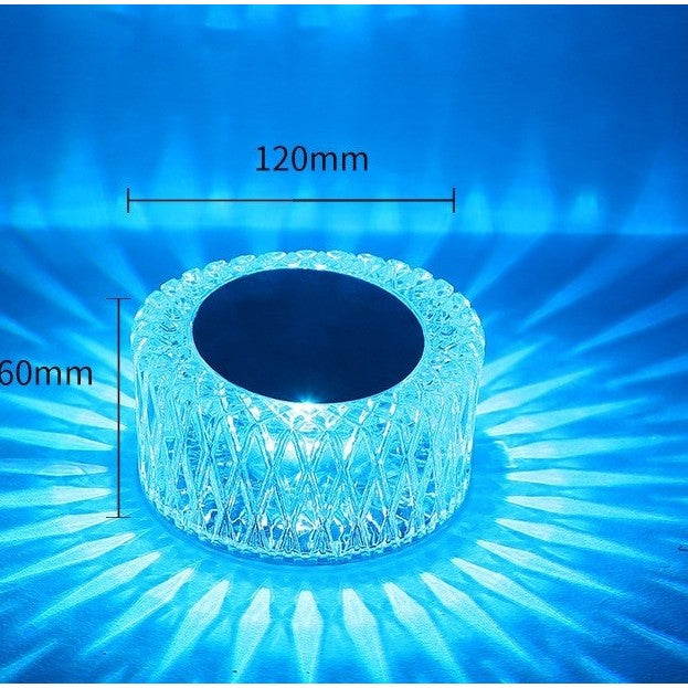 Lampa de Masa LED RGB, Veioza Decorativa cu Control Tactil si Telecomanda, 16 Culori, 4 Moduri de Iluminat, Reincarcabila USB, Cristal Acrilic, 6x12 cm, Transparenta