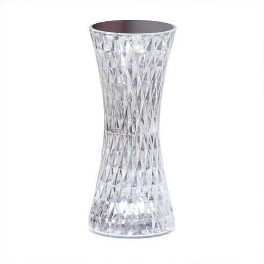 Lampa de Birou LED RGB, Veioza Decorativa cu 16 Culori si Dimmer Tactil, Control prin Telecomanda, Reincarcabila USB, Cristal Acrilic, Forma Vaza, 8x19 cm, Transparenta