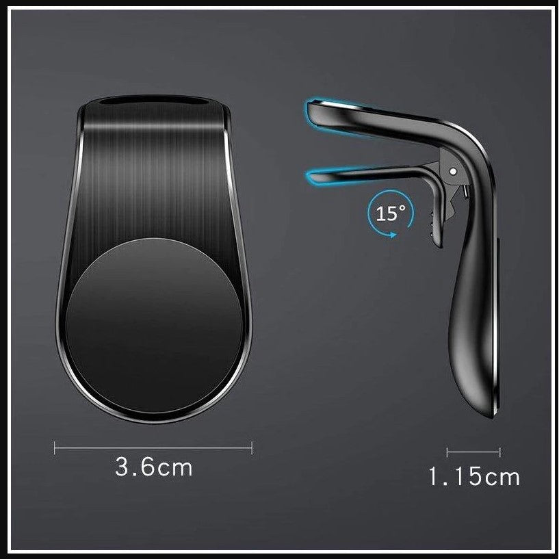 Suport Auto Magnetic Universal pentru Telefon, Tableta si GPS, cu Magneti Neodim Puternici, Fixare pe Grila de Ventilatie, Ajustabil, Negru