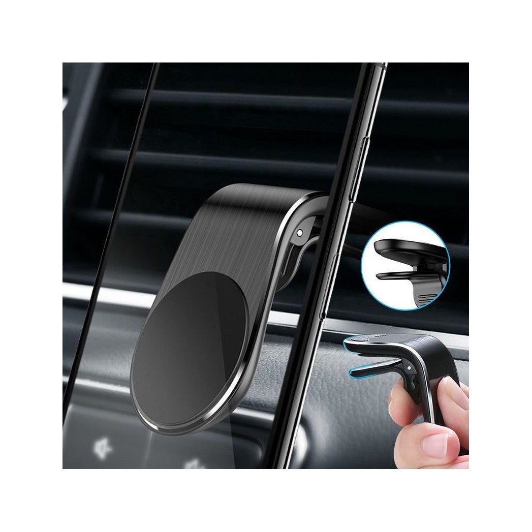 Suport Auto Magnetic Universal pentru Telefon, Tableta si GPS, cu Magneti Neodim Puternici, Fixare pe Grila de Ventilatie, Ajustabil, Negru