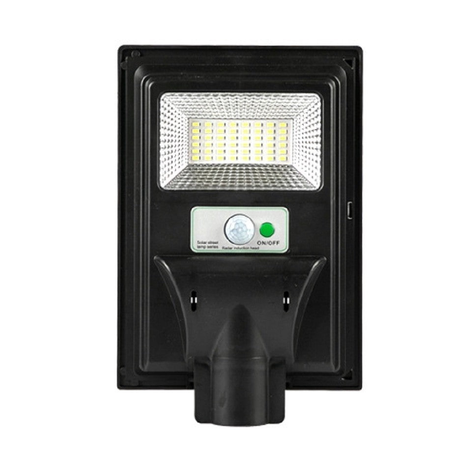 Lampa Solara Stradala LED 50W, Senzor de Miscare si Lumina, Telecomanda, Rezistenta la Apa IP65, Carcasa ABS, Acumulator 5Ah, Autonomie 12 Ore, Lumina Rece 6500K, 48 LED-uri, 28.5x18.8x5 cm, Negru