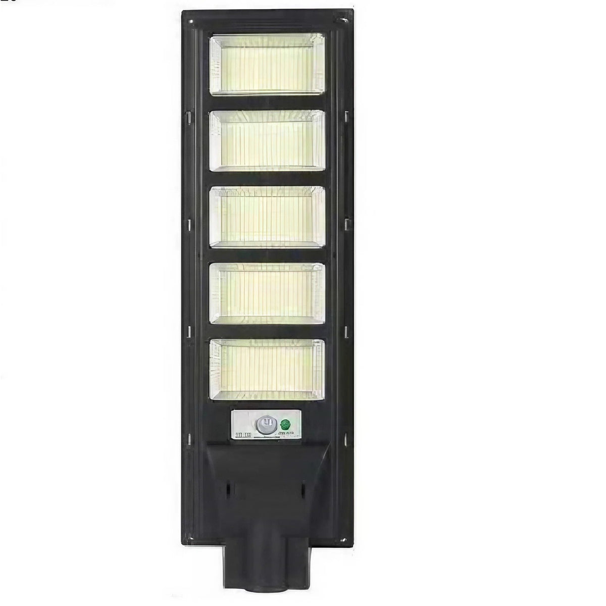 Lampa Solara Stradala LED 250W, Senzor de Miscare si Telecomanda, Carcasa ABS, IP65, Acumulator 12Ah, Autonomie 12 Ore, Lumina Rece 6500K, 240 LED-uri, 70x18.8 cm, Negru