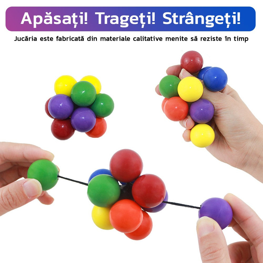 Jucarie Interactiva Antistres, Mingi Senzoriale Pentru Coordonare, Material Non-Toxic Flexibil, 5.5 x 5.5 cm, Multicolor