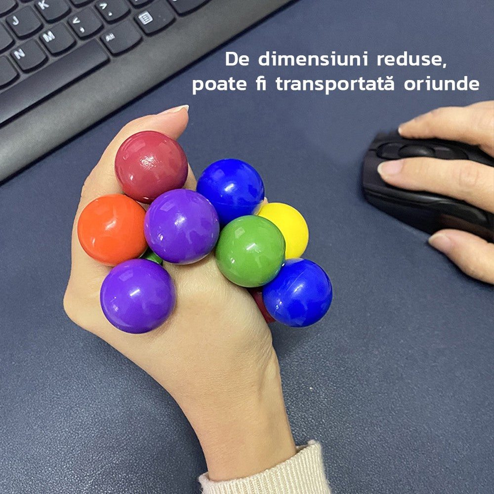 Jucarie Interactiva Antistres, Mingi Senzoriale Pentru Coordonare, Material Non-Toxic Flexibil, 5.5 x 5.5 cm, Multicolor