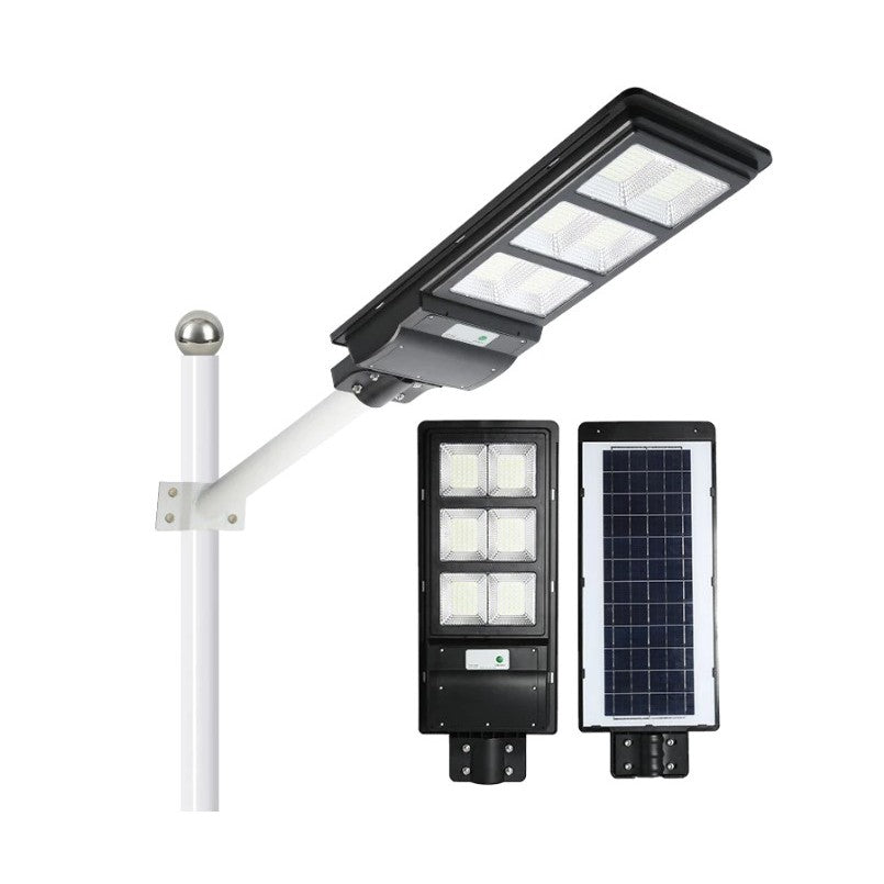 Lampa Solara Stradala LED 100W, Senzor de Miscare si Telecomanda, Carcasa ABS, IP65, Acumulator 15Ah, 135 LED-uri, 6500K, 48.5x22x6.8 cm, Negru